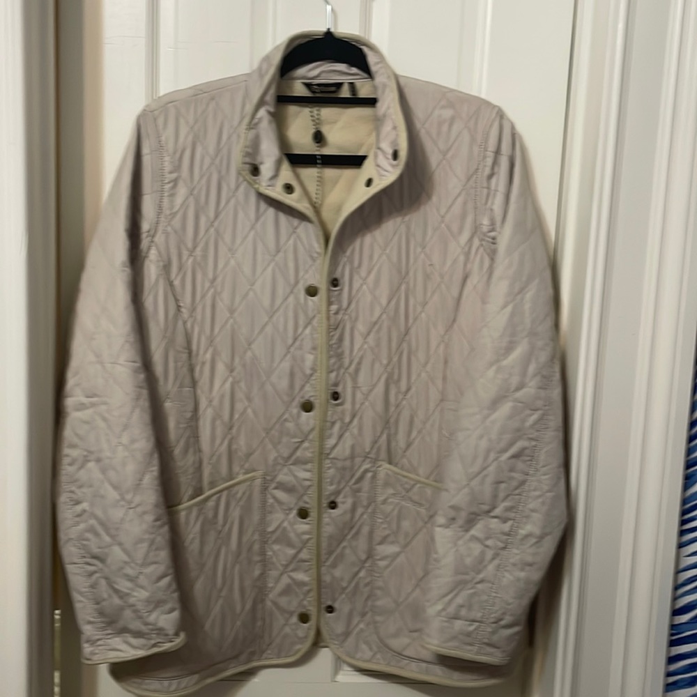 Barbour Quilted Cream fleece lined coat Size 10